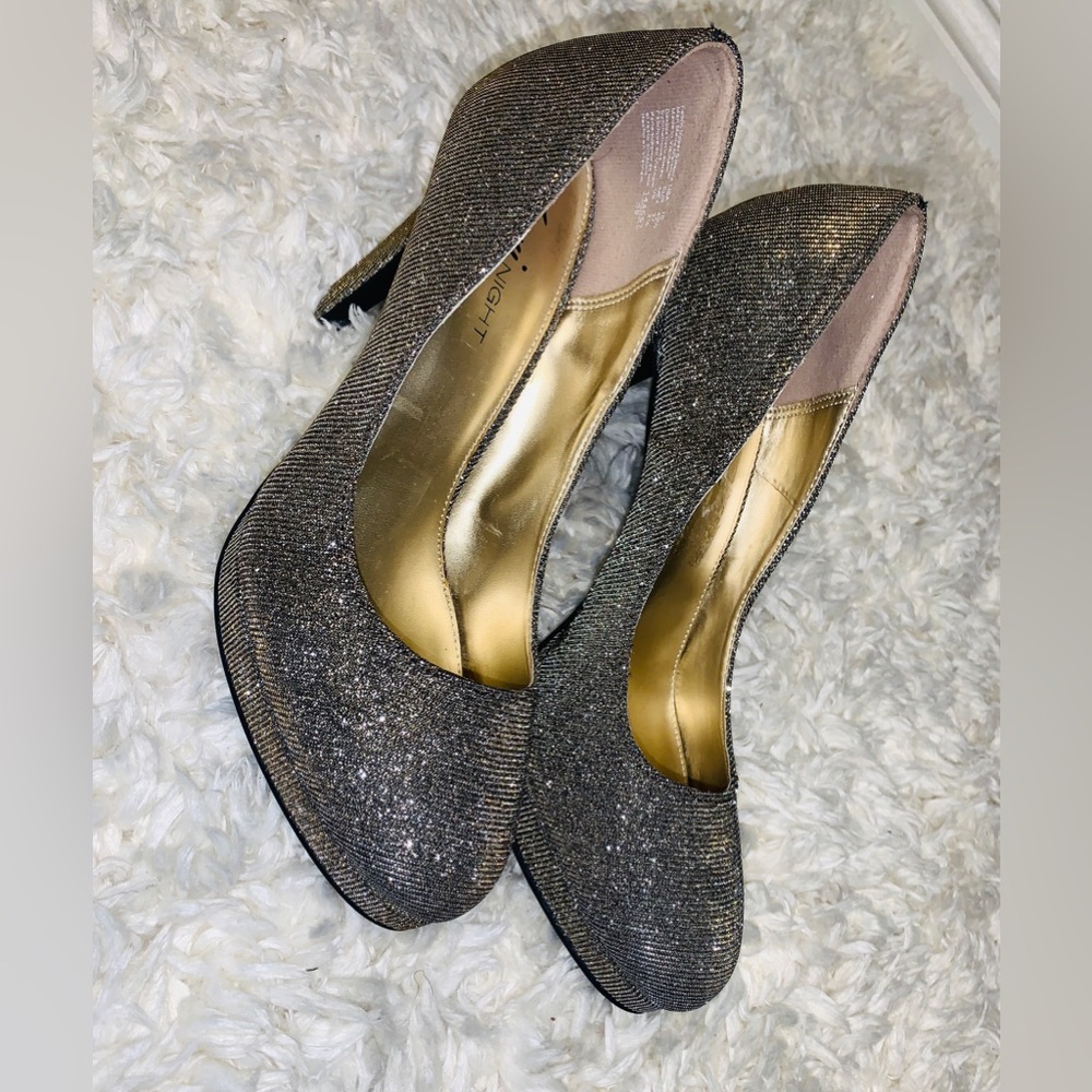Sparkle Platform Pumps Size 10 Silver & gold Glitter Stiletto nye by Fioni